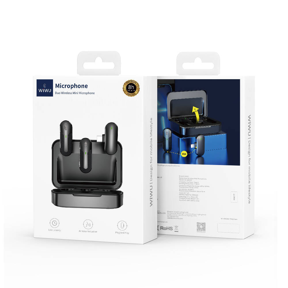 Wiwu Wi-WM002 Type-C Şarj Portlu Kablosuz Yaka Mikrofonu Wiwu Wi-WM002 Type-C Şarj Portlu Kablosuz Yaka Mikrofonu